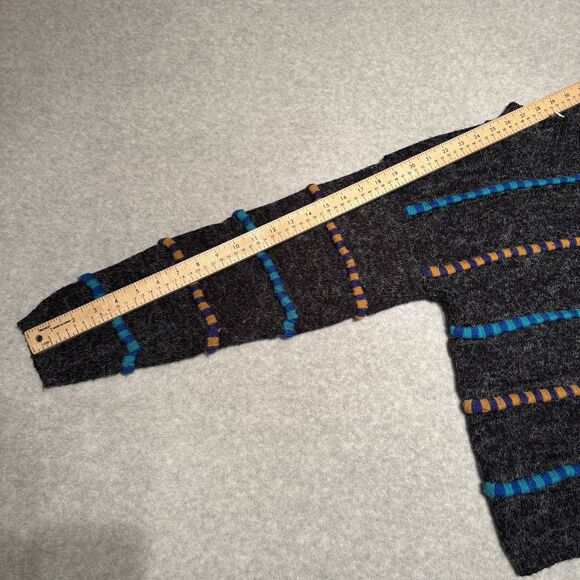 Vintage Croquet Club Knit Sweater Gray Blue Orange Striped Women M Retro 90s 80s - Picture 5 of 9